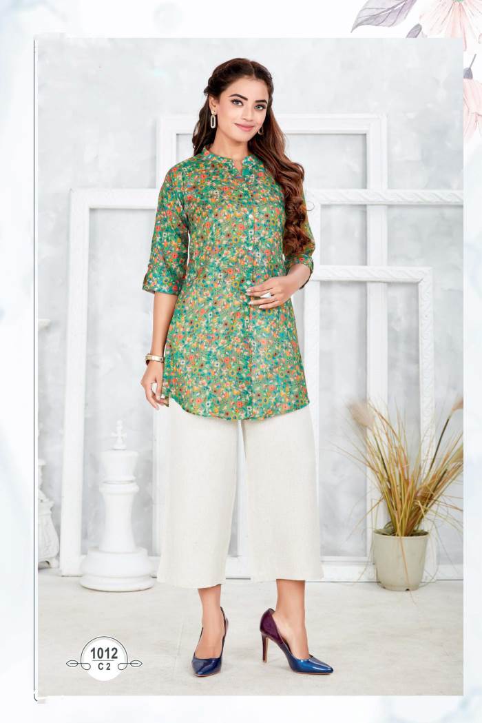 Rama Color Casual Wear Short Kurti