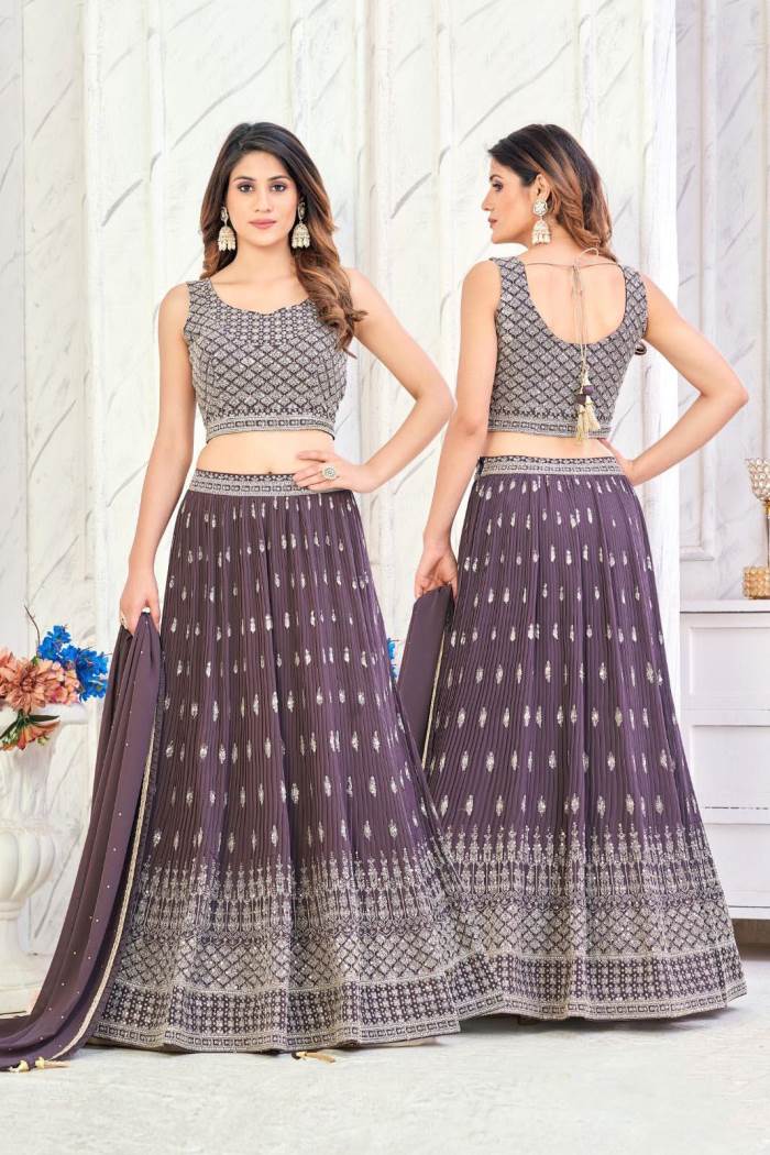 Purple Color Wedding Wear Designer Lehenga Choli