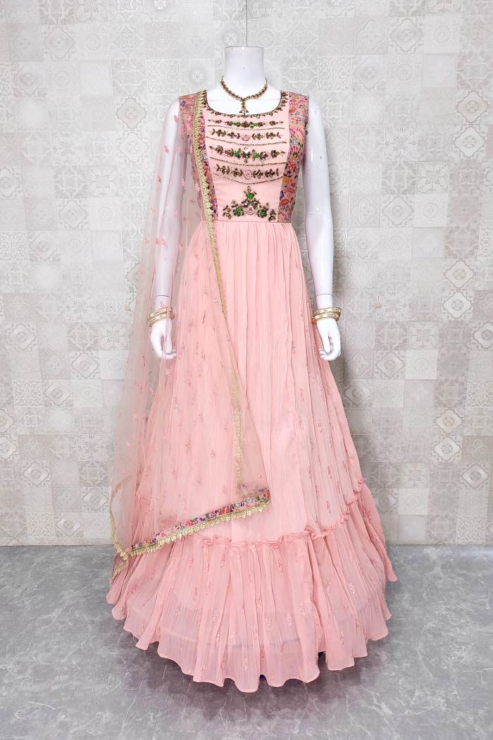 Pink Color Party Wear Designer Gown 
