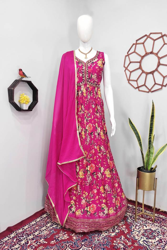 Pink Color Party Wear Designer Gown