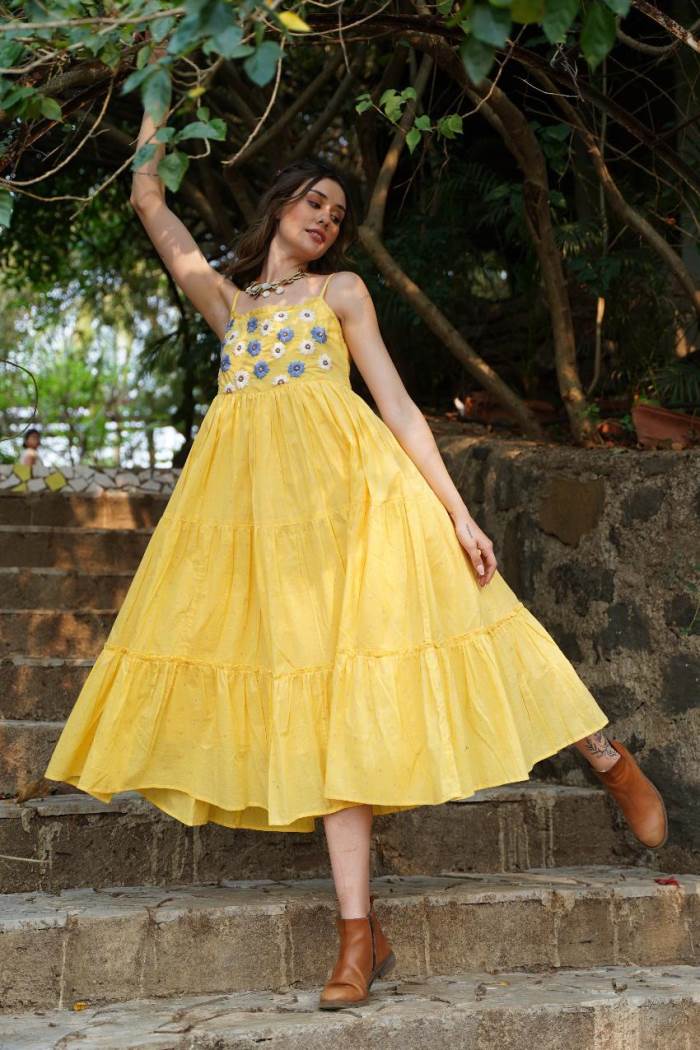 Yellow Color Party Wear Designer Gown Kurti