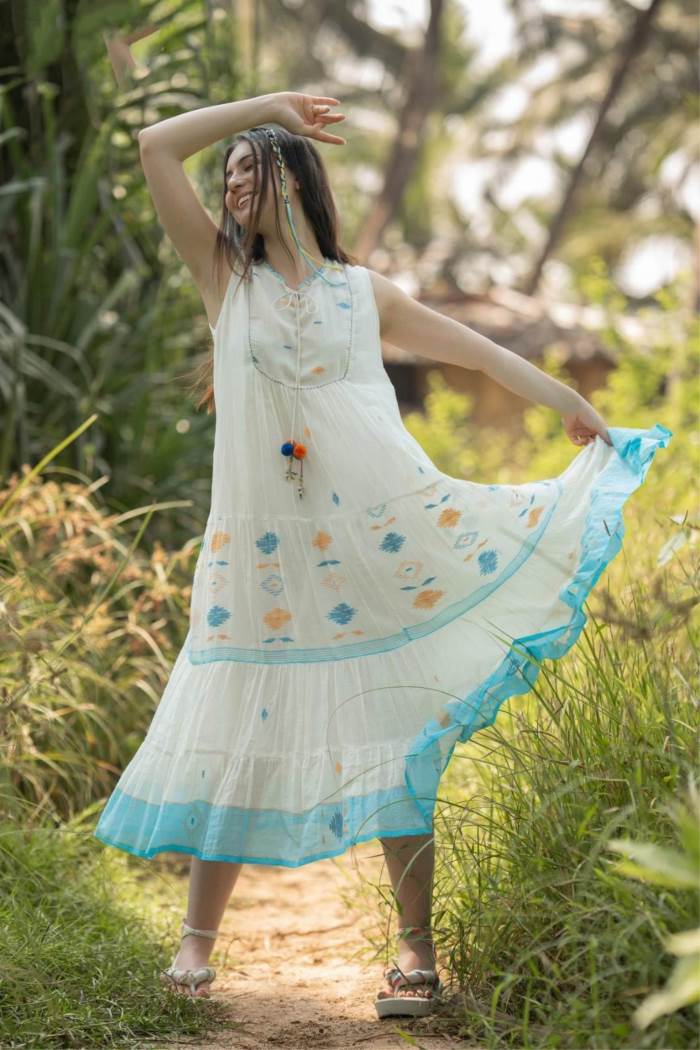 Cream Color Party Wear Designer Gown Kurti