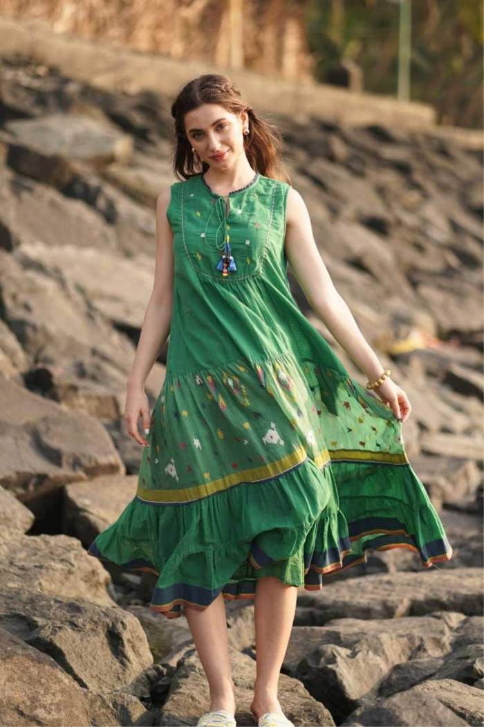 Green Color Party Wear Designer Gown Kurti