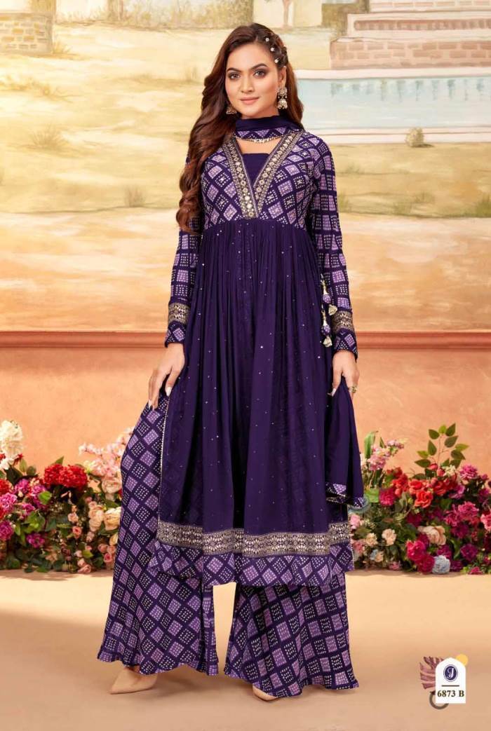 Purple Color Party Wear Designer Indo-Western Plaazo Suit