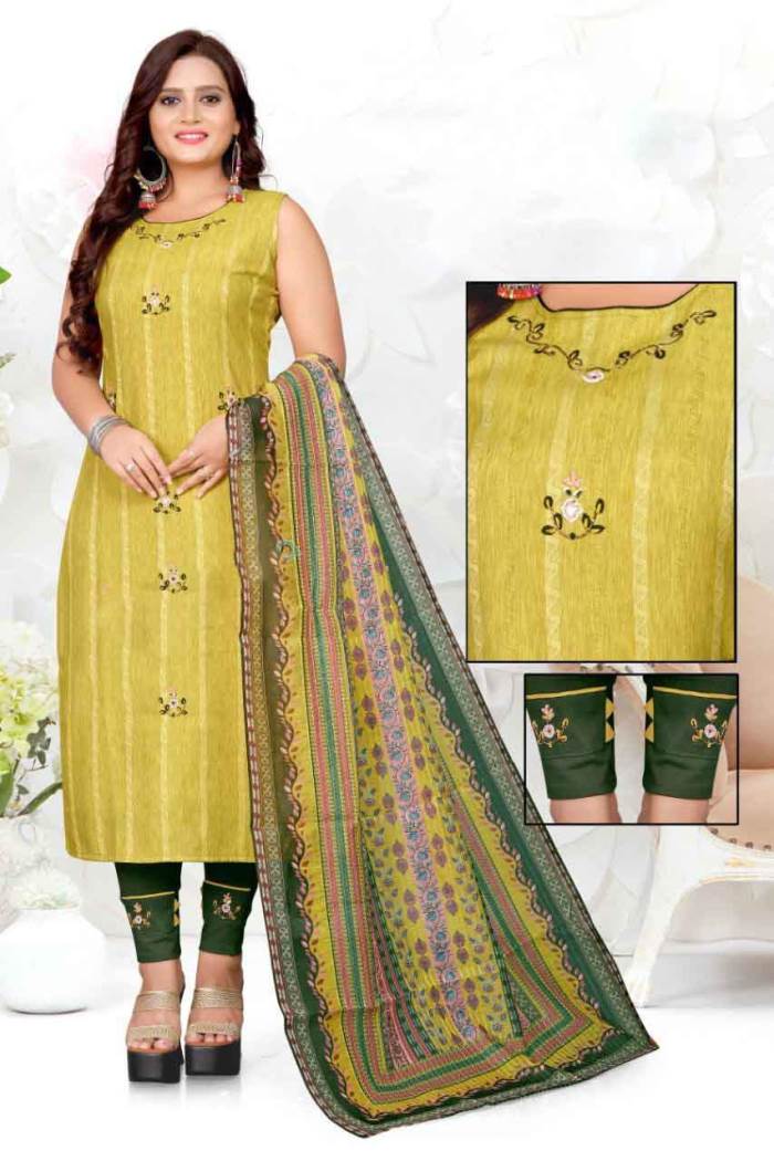 Mustard Color Party Wear Designer Kurti Set