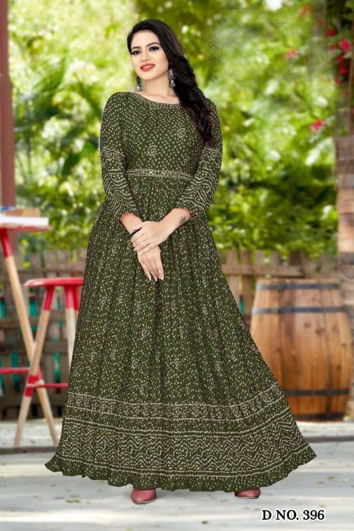 Green Color Party Wear Designer Gown Kurti