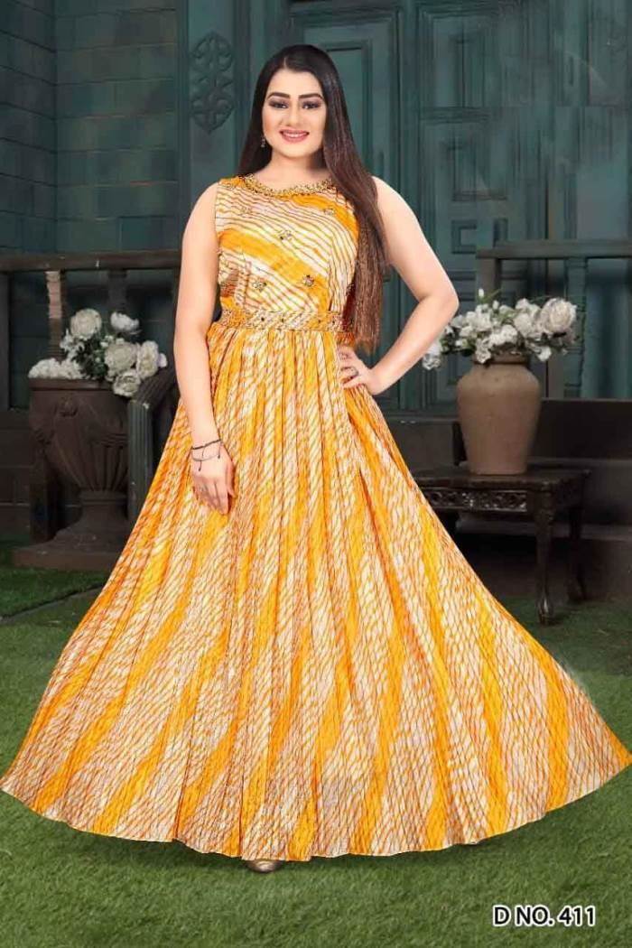Yellow Color Casual Wear Gown Kurti