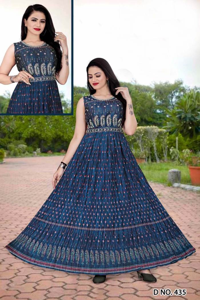 Blue Color Party Wear Designer Gown Kurti