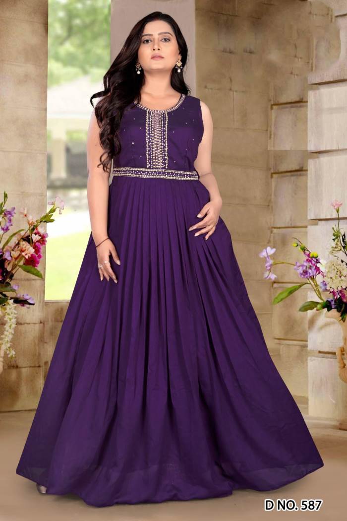 Purple Color Party Wear Designer Gown Kurti