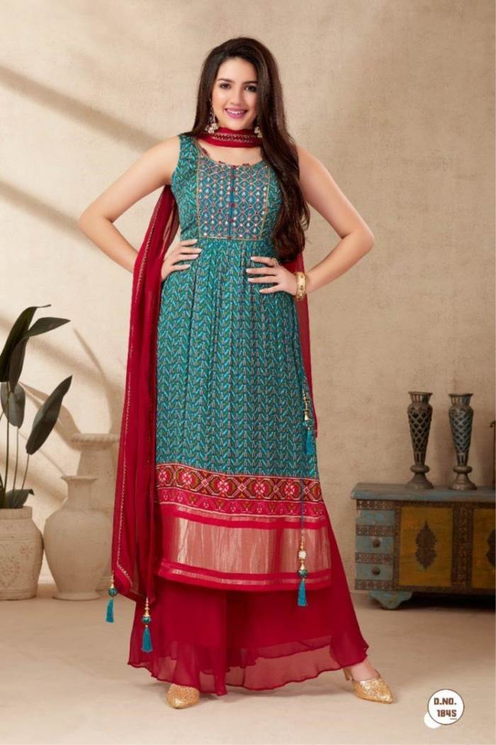 Rama Color Wedding Collection Gaji silk indo-western Dress