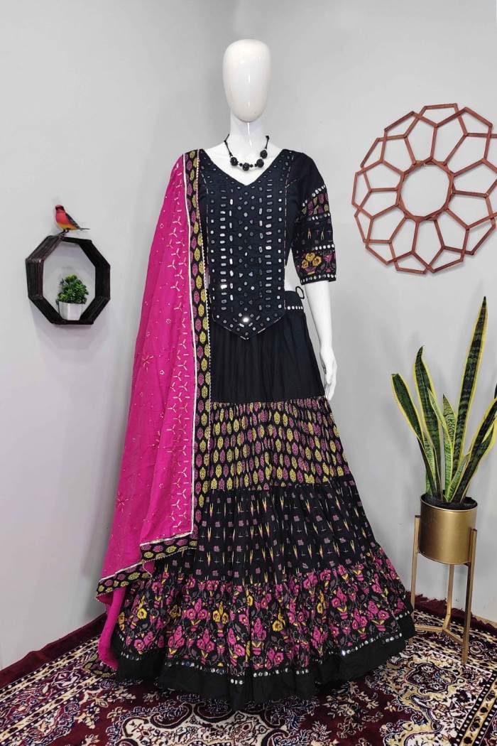 Black & Pink Color Navratri Collection Designer Lehenga Choli