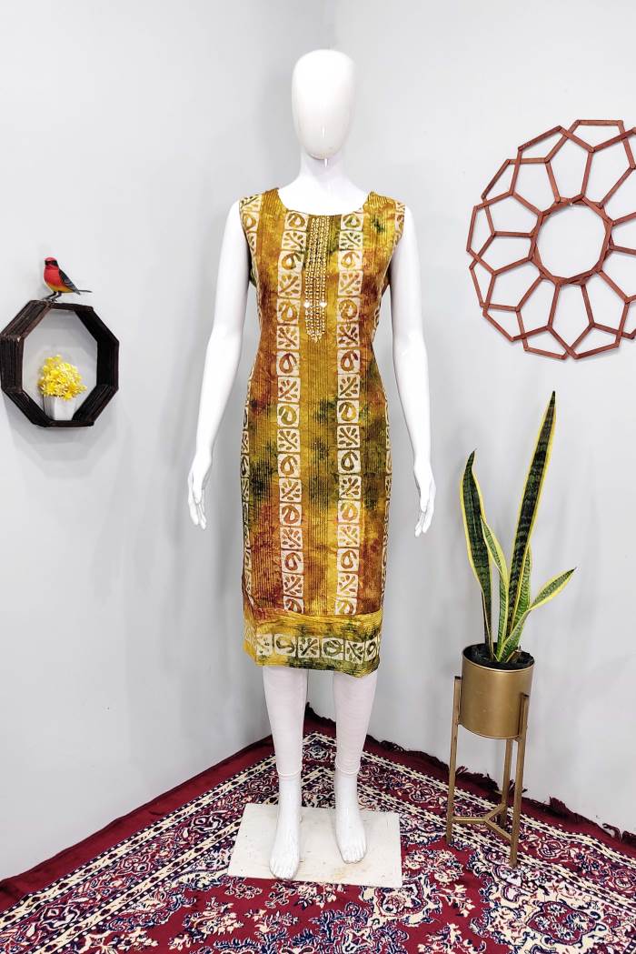 Mustard Color Casual Wear Designer Straight Kurti