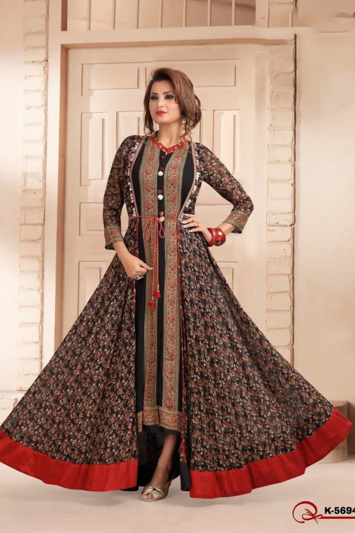 Black Color Party Waer Designer Gown Kurti