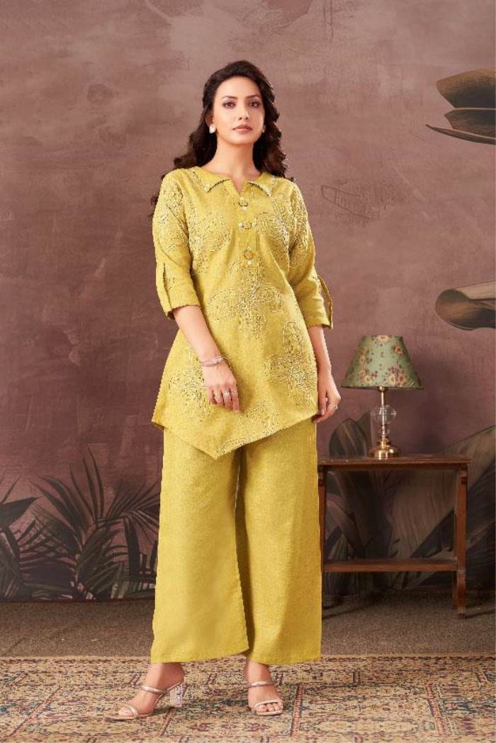 Yellow Color Party Wear Designer Co-ord Set