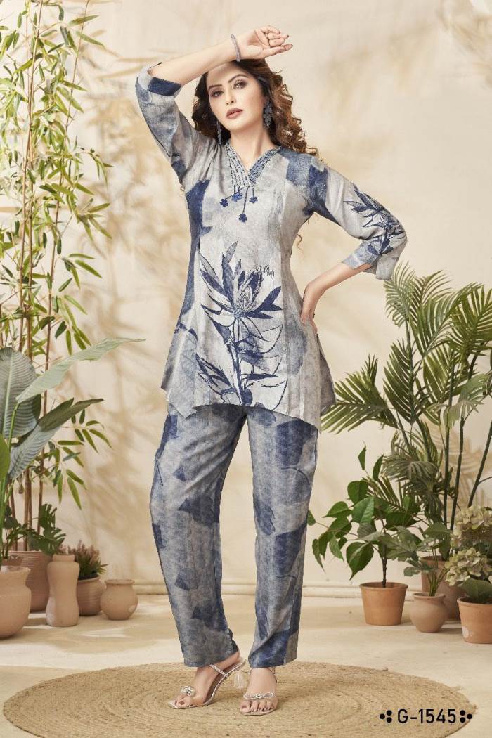 Blue Color Party Wear Designer Co-ord Set