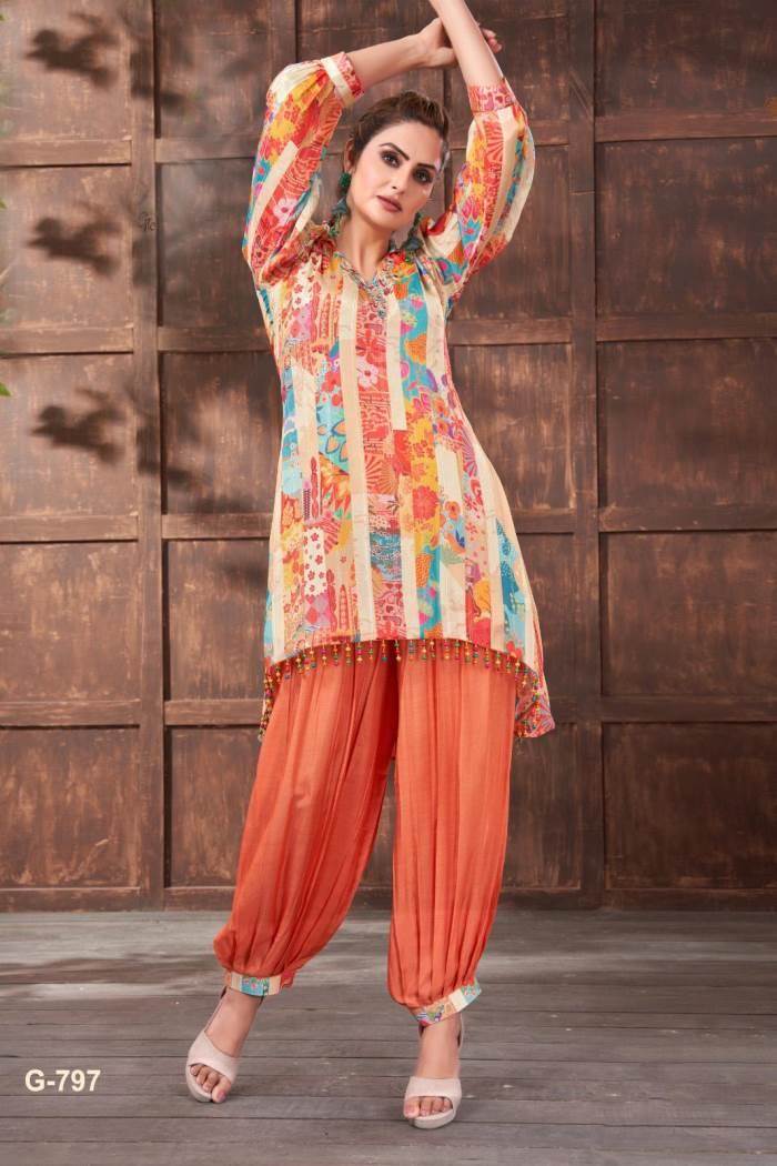 Orange Color Party Wear Designer CO ORD Set