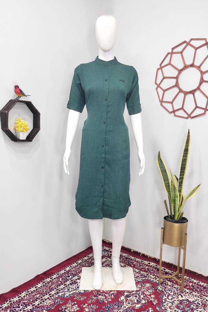 Green Color Casual Wear Designer Straight Kurti