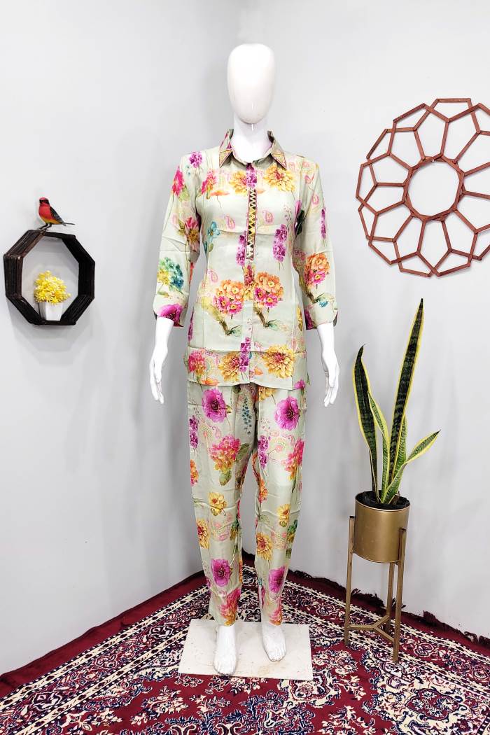 Pista Color Party Wear Designer CO ORD Set
