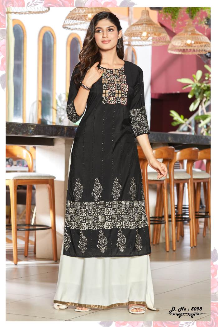 Black Color Casual Wear Designer Straight Kurti