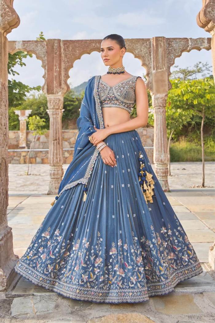 Blue Color Wedding Collection Designer Lehenga Choli