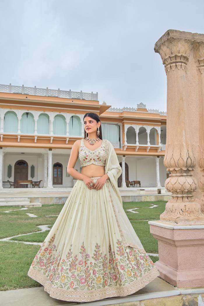Cream Color Wedding Collection Designer Lehenga Choli