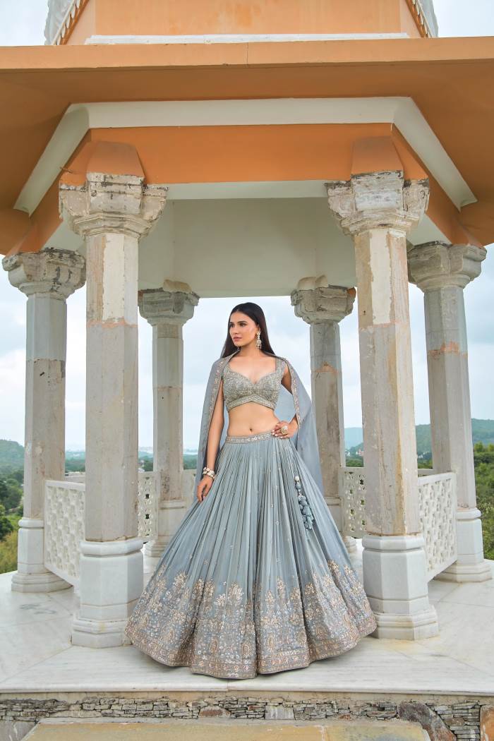 Grey Color Wedding Collection Designer Lehenga Choli