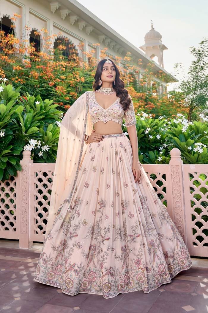 Peach color Wedding collection lehenga Choli