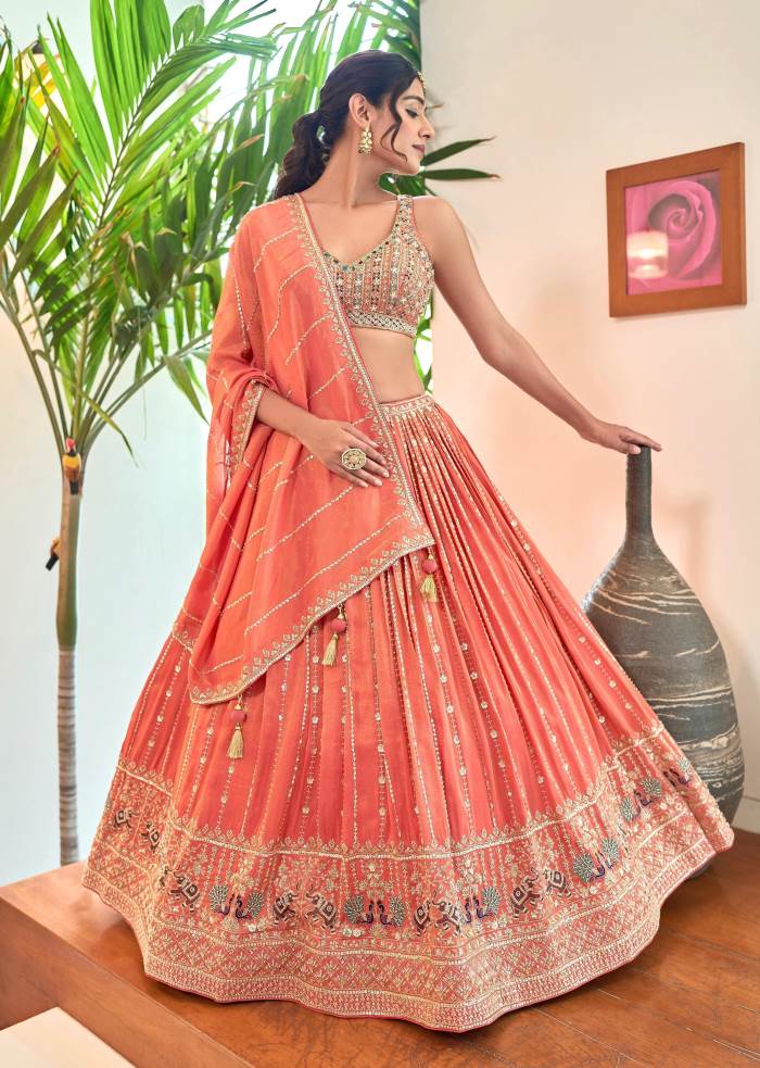 Rust Color Wedding Collection Designer Lehenga Choli