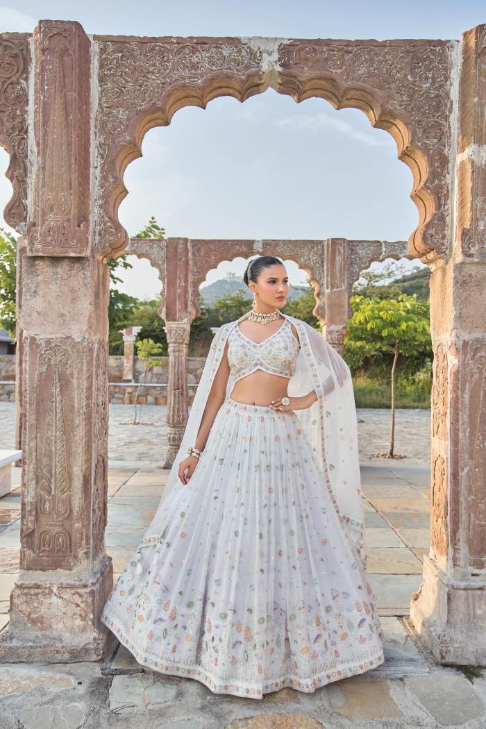 White Color Wedding Collection Designer Lehenga Choli