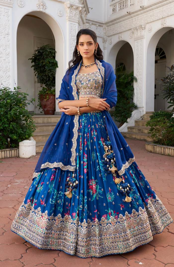 Blue Color Wedding Collection Designer Lehenga Choli