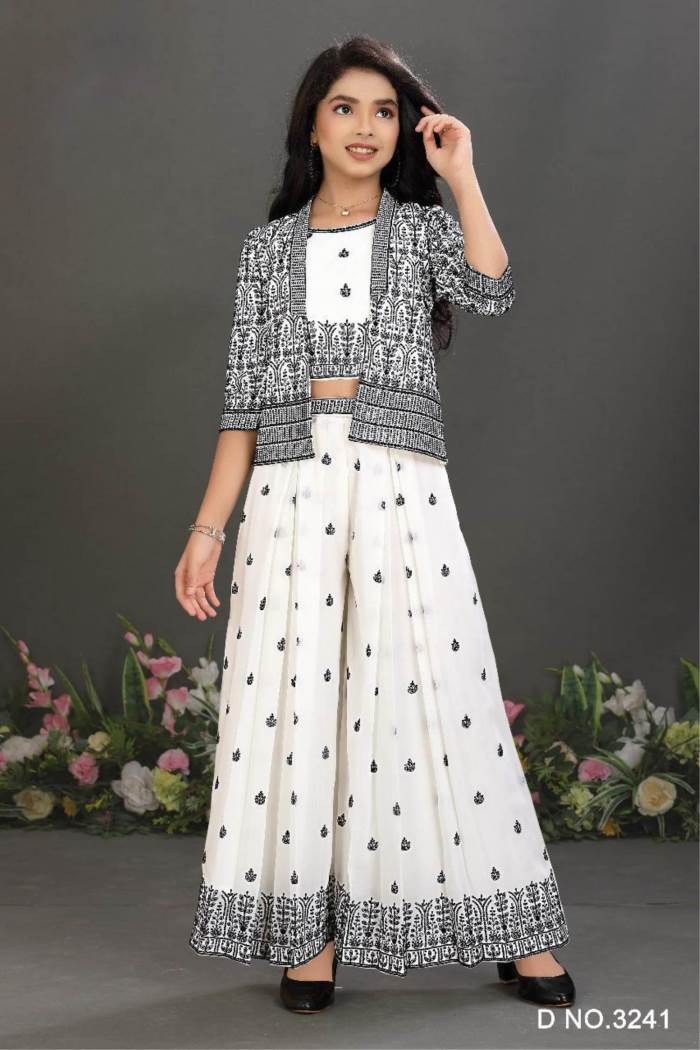 Cream Color Designer Plazo Suit With Koti