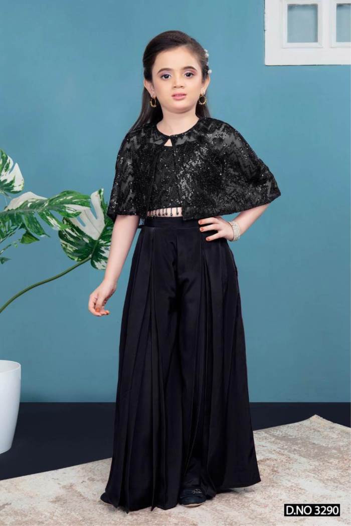 Black Color Designer Plazo Suit With Koti