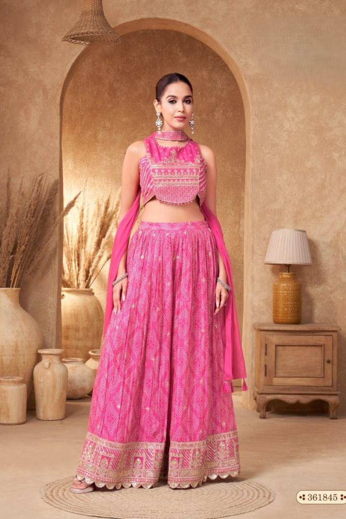 Rani Color Party Wear Designer Indo-Western Plazo Suit