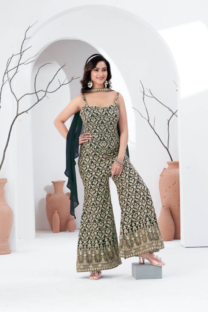 Peacock Blue color Party wear look Designer Outfit