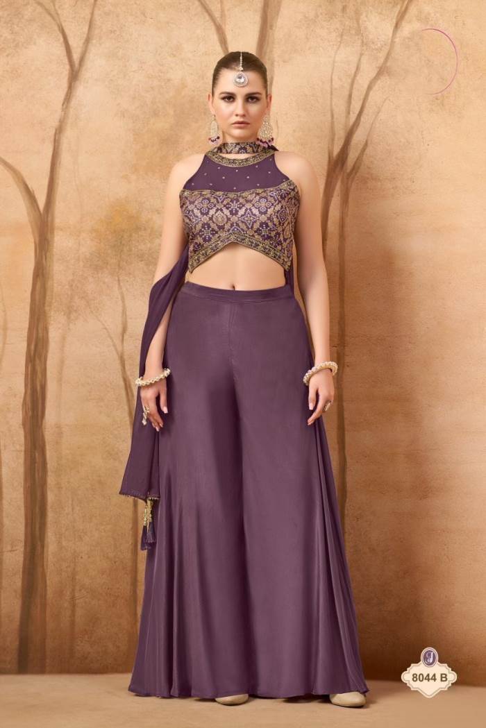 Onion Color Party Wear Designer Plazo Suit