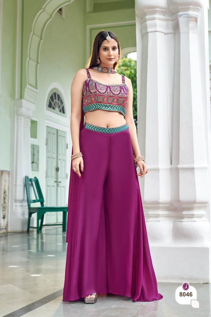 Purple Color Party Wear Designer Plazo Suit