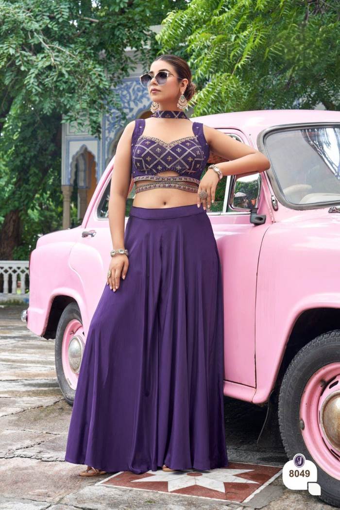 Purple  Color Party Wear Designer Plazo Suit