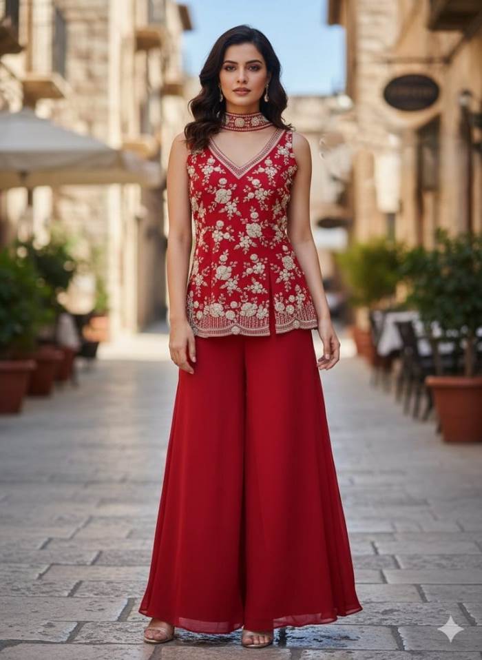 Rani Color Party Wear Designer Plazo Suit