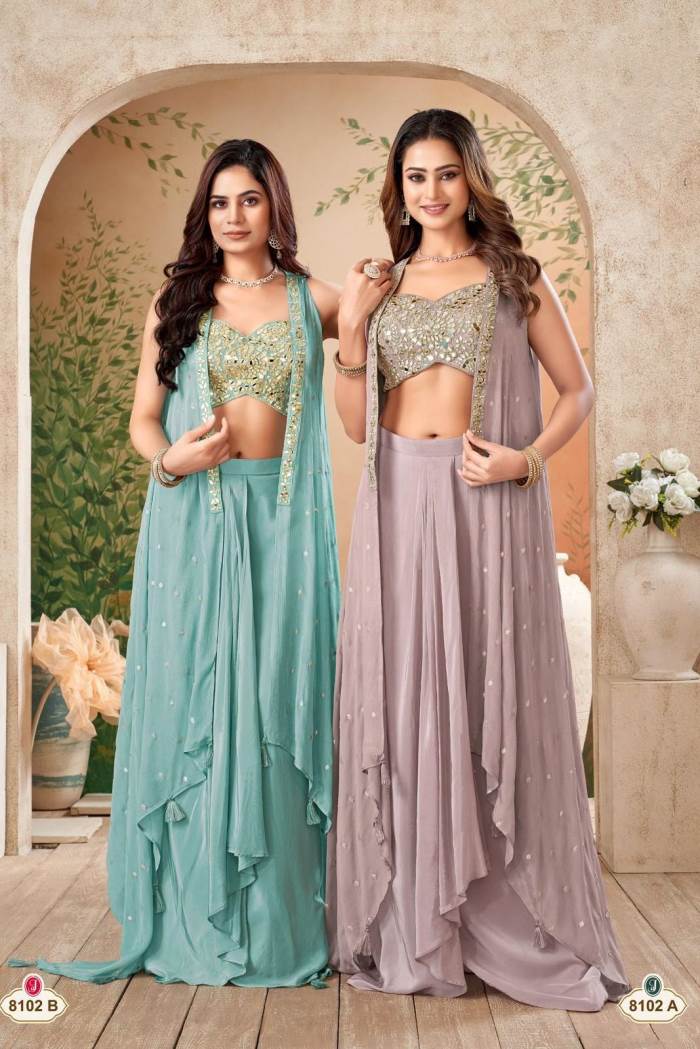 Onion Color Party Wear Designer Plazo Suit With Koti