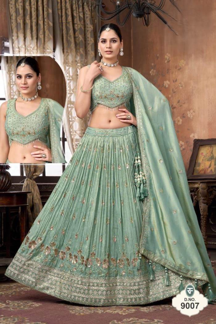 Sea Green Color Party Wear Designer Lehenga Choli
