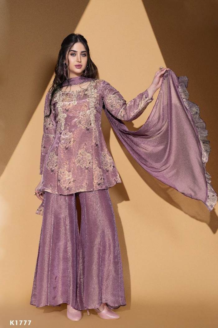 Buy Online Purple Festival Chinon Designer Salwar Suit : 63565 -