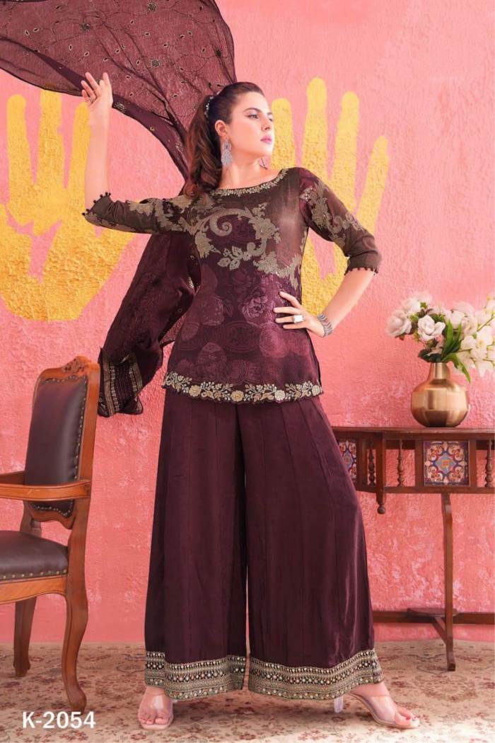 Wine Color Party Wear Designer Indo-Western Suit