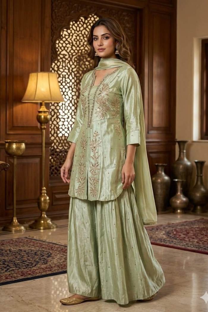 Pista Color Party Wear Designer Indo-Western Suit