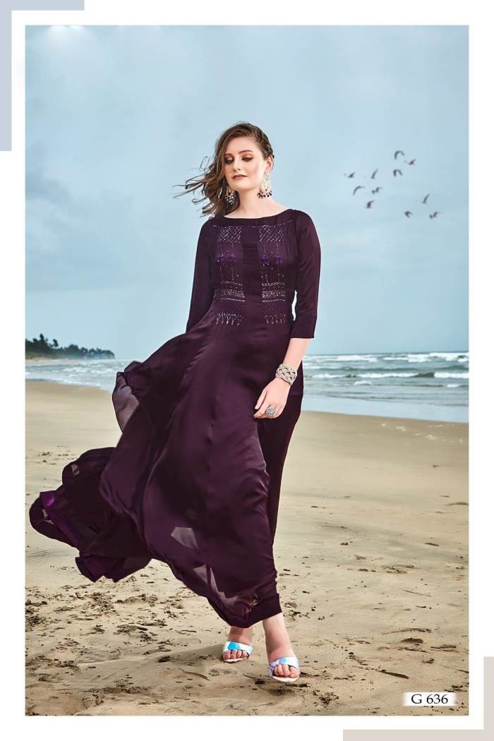 Wine Color Party Wear Designer Gown