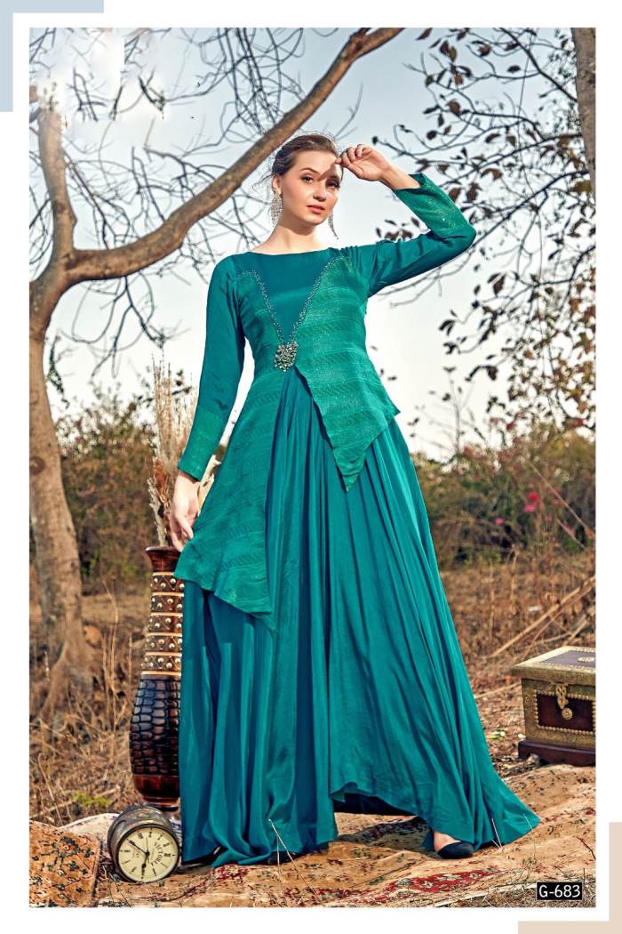 Blue Color Party Wear Designer Gown