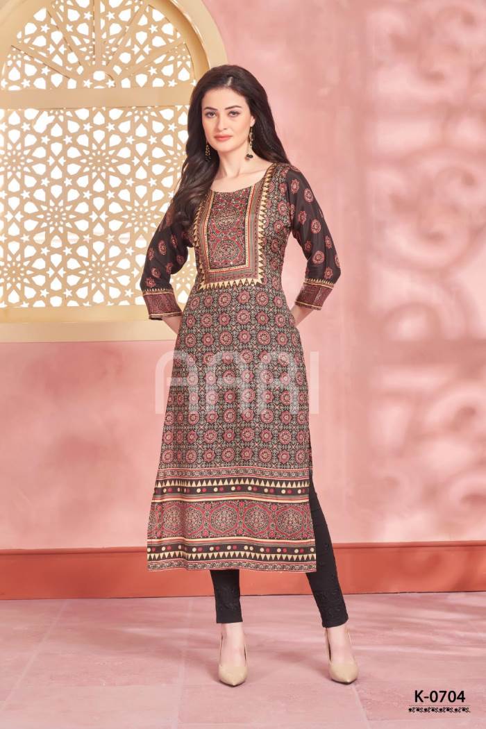 Black Color Party Wear Designer Straight Kurti