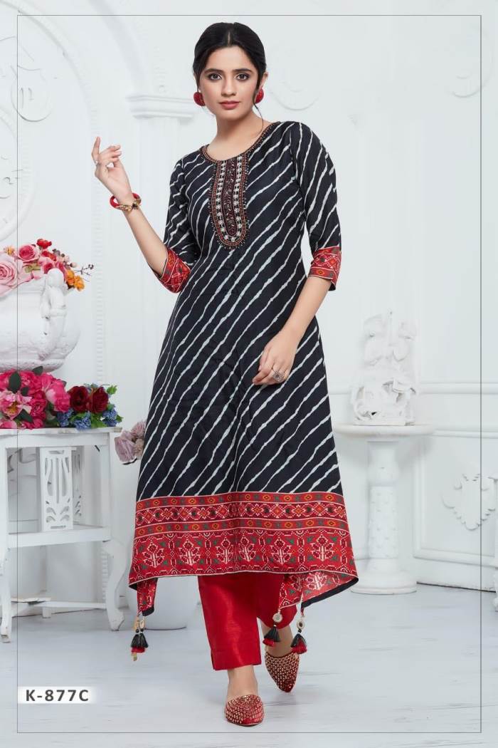 Black Color Casual Wear Designer Straight Kurti