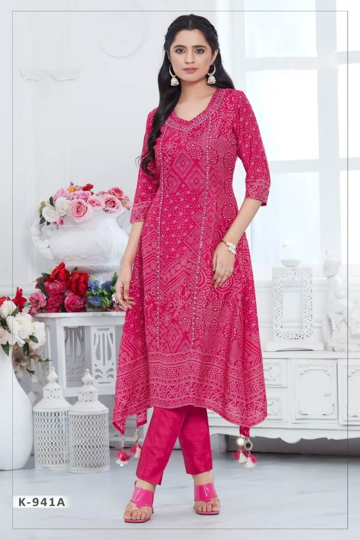 Rani Color Casual Wear Designer Straight Kurti