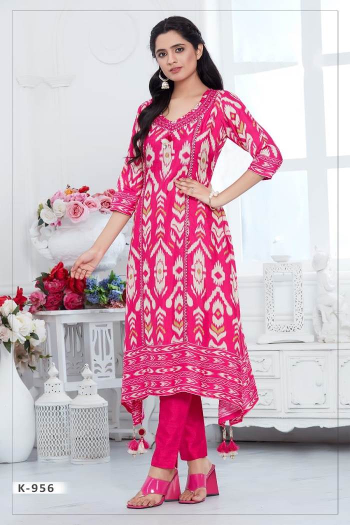 Rani Color Casual Wear Designer Straight Kurti