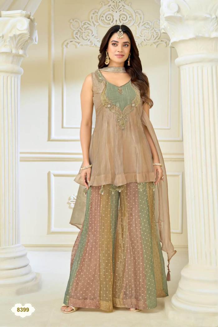 Gold Color Indo-wetsern look Short Plazo Outfit